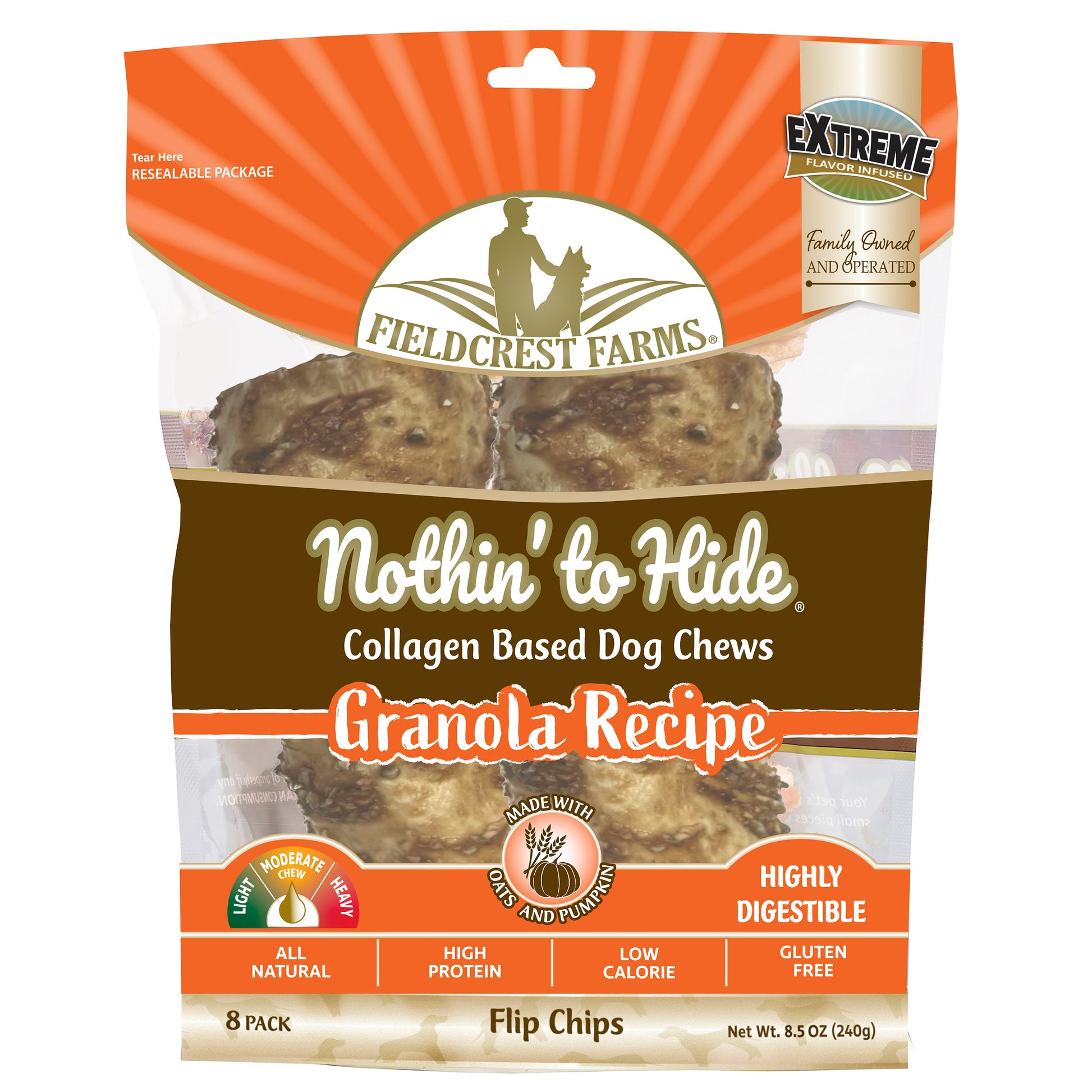 Fieldcrest Farms Nothin' To Hide Flip Chips Dog Treat Granola 8 pk 810002633799