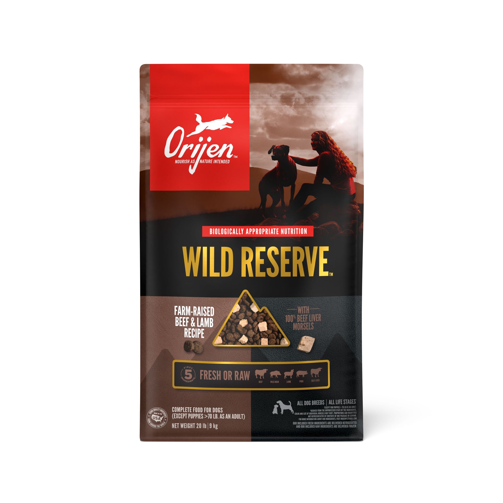 Orijen Wild Reserve Dry Dog Food Farm-Raised Beef & Lamb 20 lb 064992728113