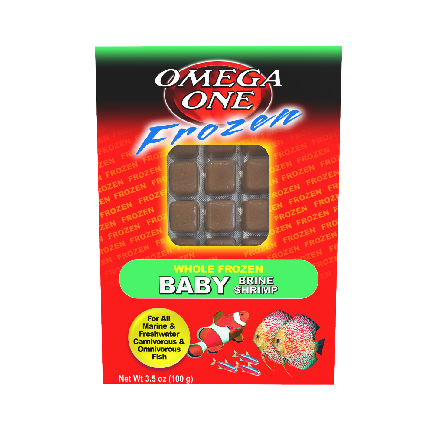 Omega One Whole Frozen Baby Brine Shrimp Cube Pack Fish Food 3.5 oz SD-5 098220061710