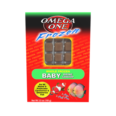 Omega One Whole Frozen Baby Brine Shrimp Cube Pack Fish Food 3.5 oz SD-5 098220061710