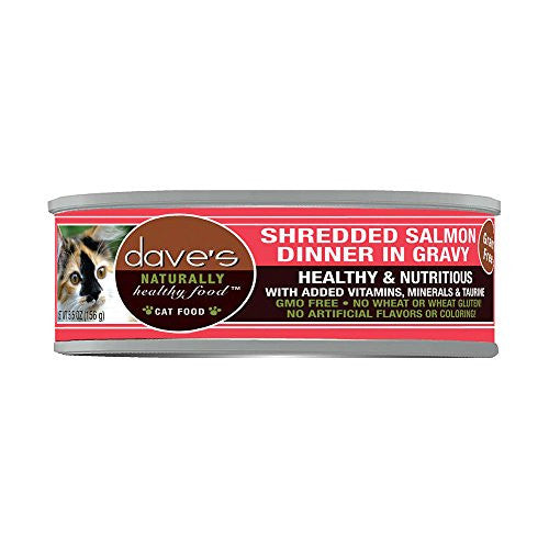 Dave’s Pet Cat Naturally Healthy Shredded Salmon 5.5oz {L + x} C=24
