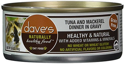 Dave’s Pet Food Cat Tuna & Mackeral Wgravy 5.5oz {L + x} C=24