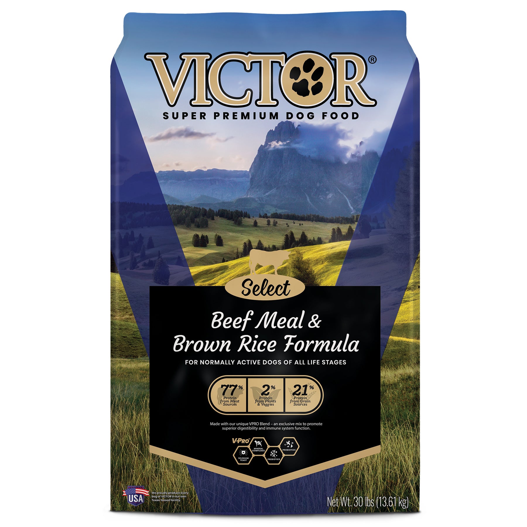 Victor Super Premium Dog Food Select Dry Dog Food Beef & Rice 30 lb 899944446445
