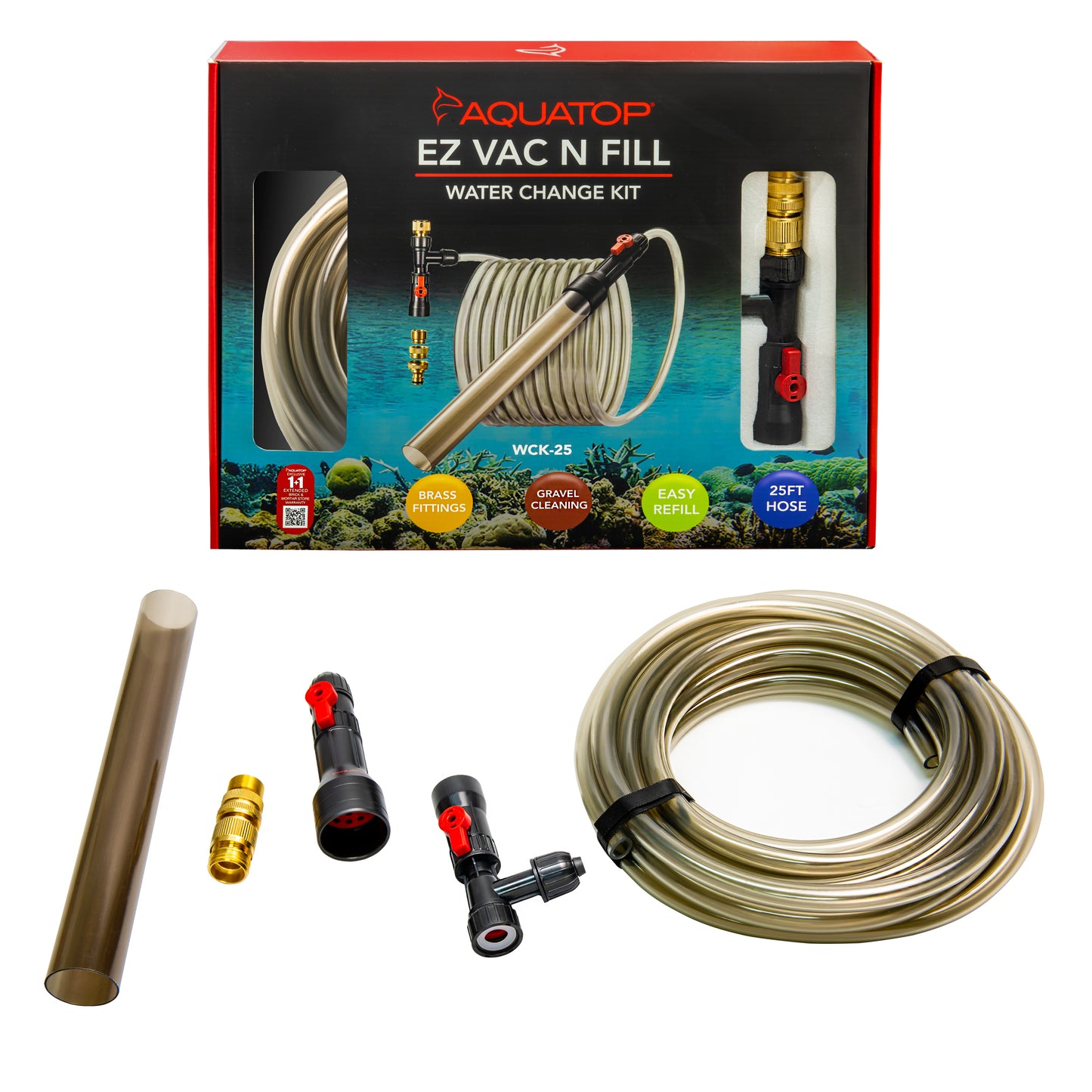 Aquatop EZ Vac-N-Fill Water Change Kit With Brass Fittings 25 ft 810146751205