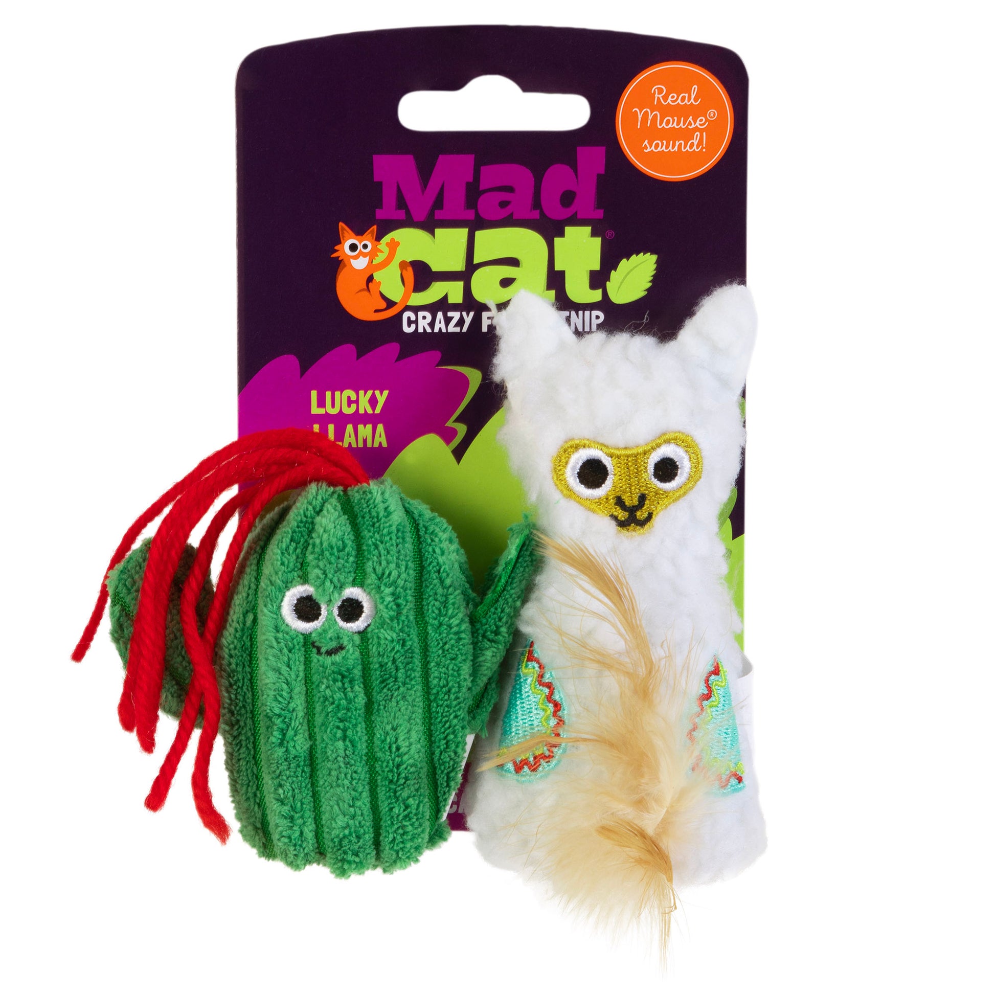 Mad Cat Lucky Llama w/Catnip & Silvervine Cat Toy 2 pk 780824152030