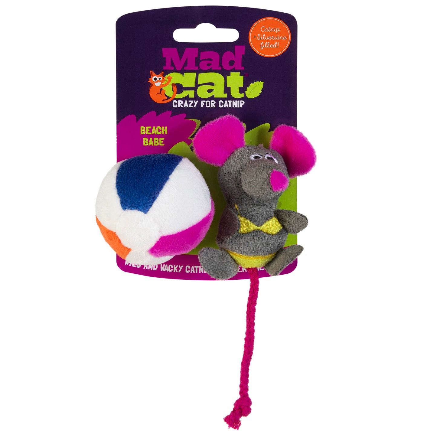 Mad Cat Beach Babe Mouse w/Catnip & Silvervine Cat Toy 2 pk 780824152085