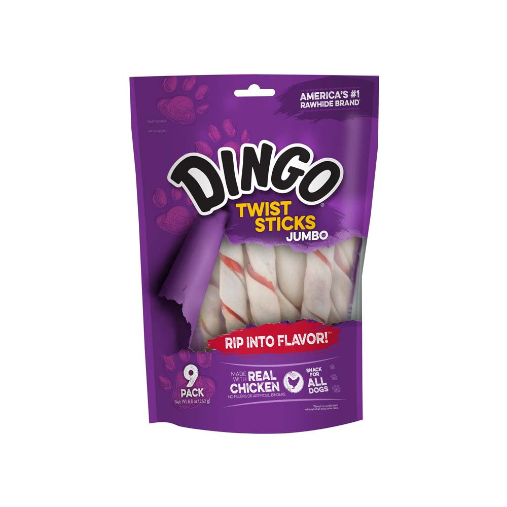 Dingo Jumbo Twist Sticks Chicken 8.8 oz 9 pk