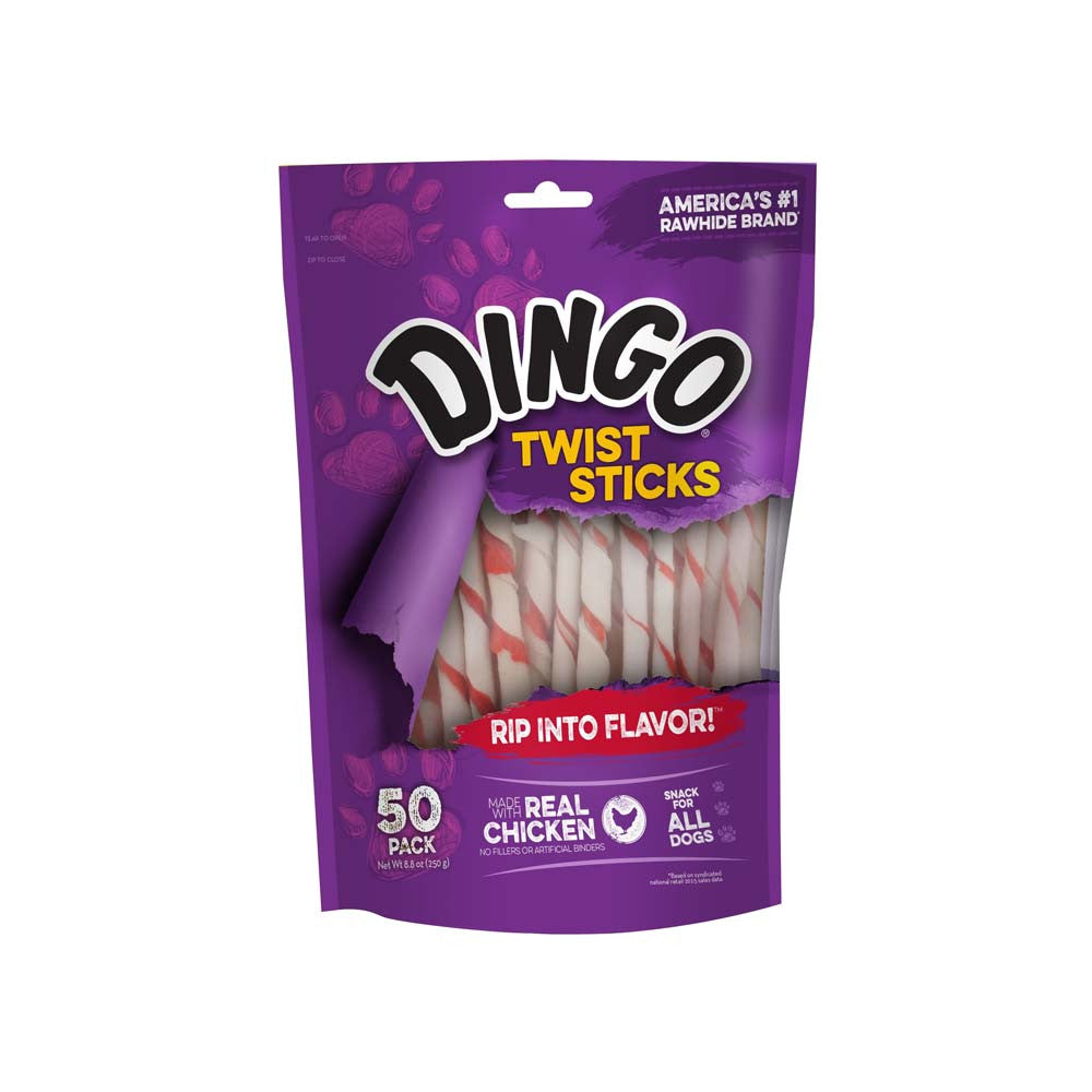 Dingo Twist Sticks Dog Treats Regular Chicken 8.8 oz 50 ct