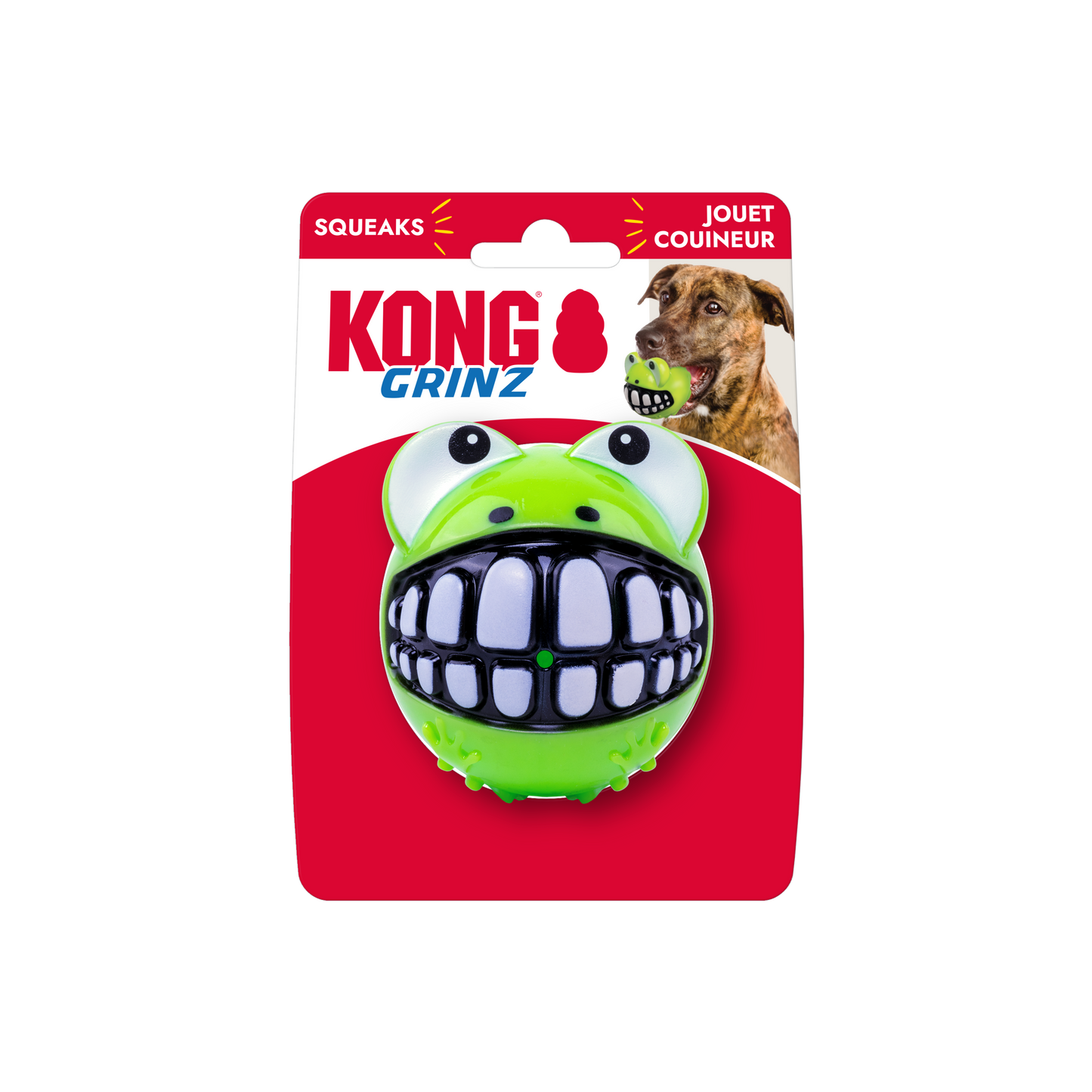 KONG Grinz Frog Dog Toy Green Large 035585492131