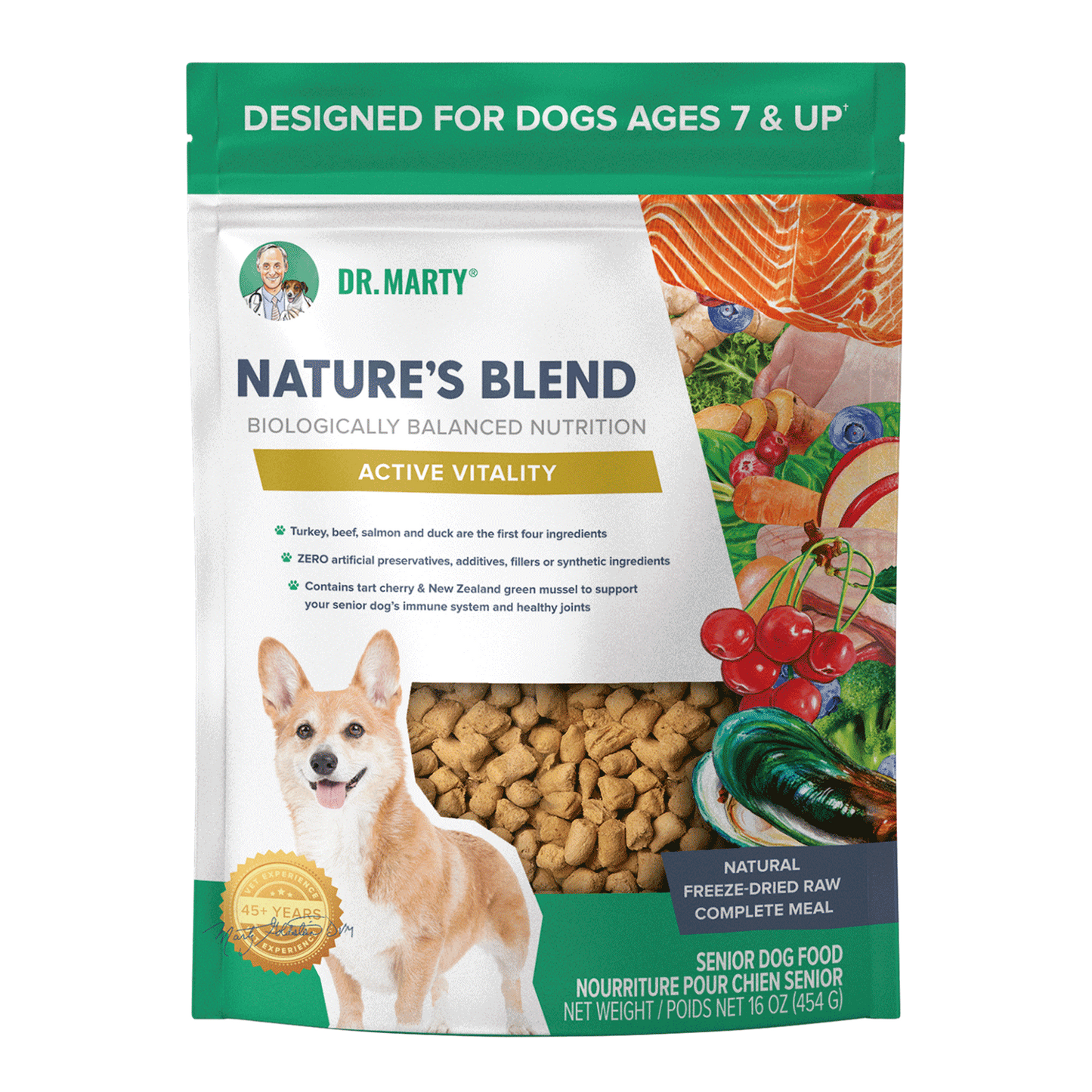 Dr. Marty's Nature's Blend Freeze Dried Active Vitality Senior Dog 16 oz