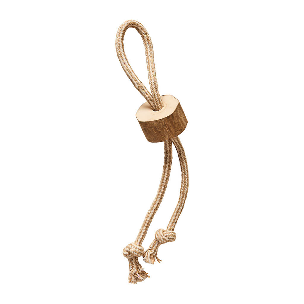Spot Coffee Wood Dog Chew Toy w/Rope 18 in 077234547762