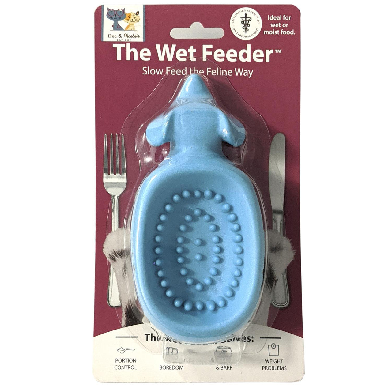 Doc & Phoebe The Wet Feeder for Cats Blue 5.75 in 077234330517