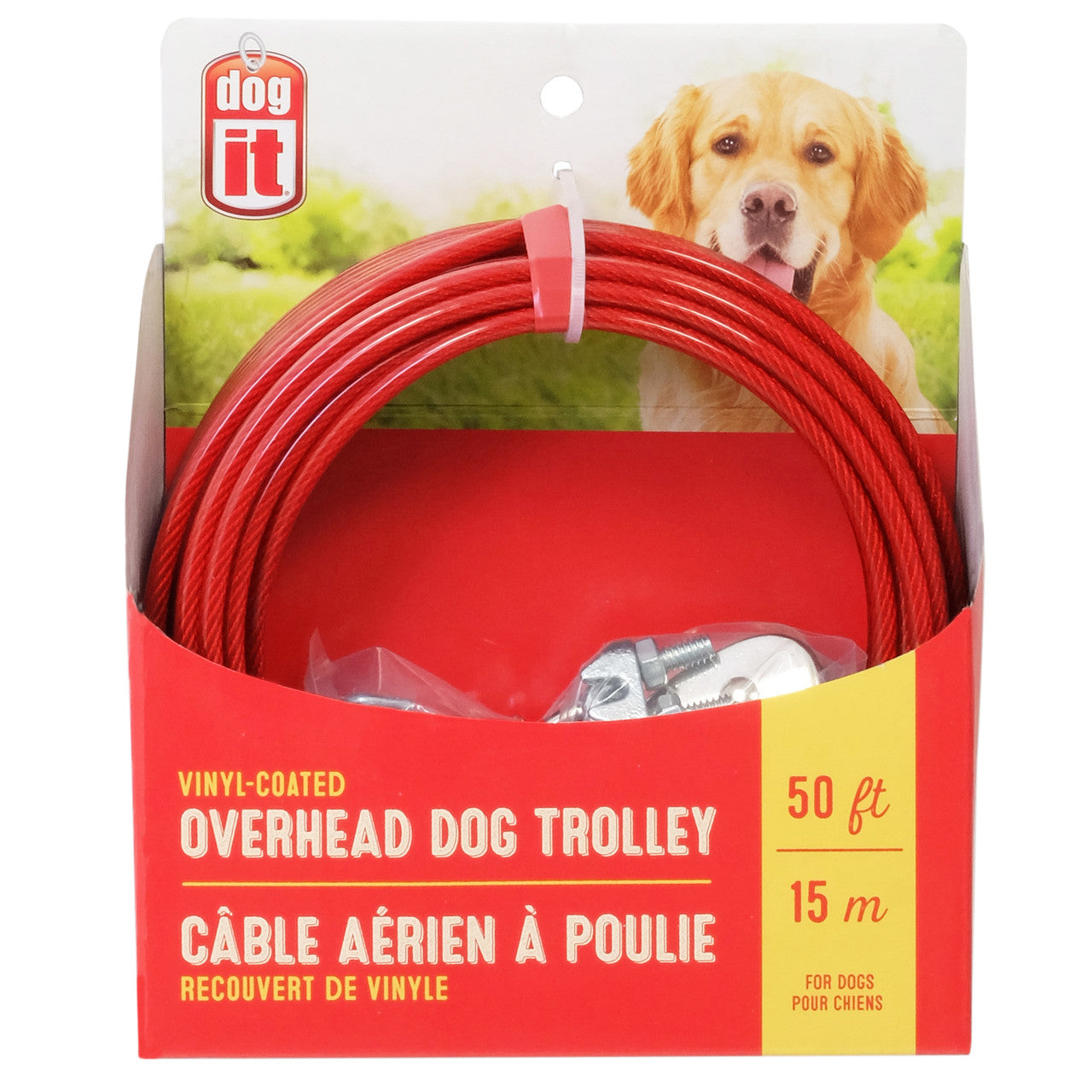 Dogit Overhead Dog Trolley, 50', Red 022517717998