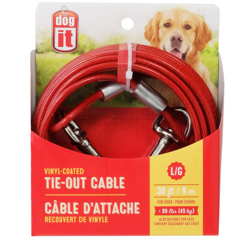 Dogit Tie - Out Cable Large 30’ Red - Dog