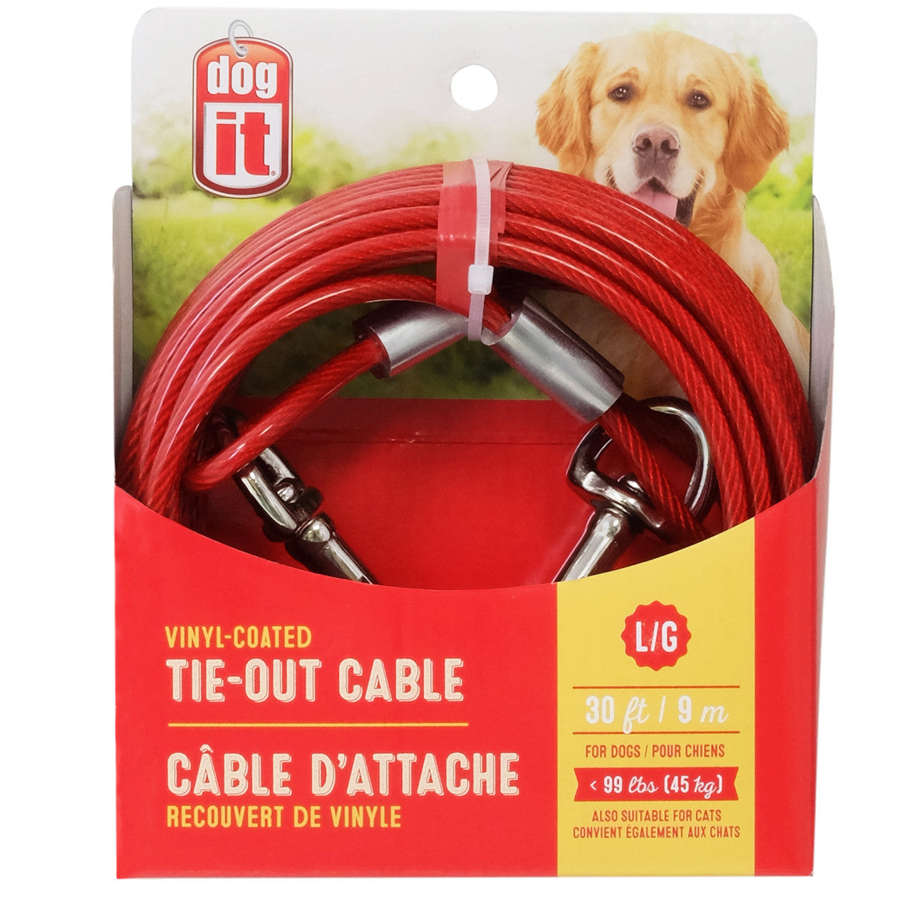 Dogit Tie-Out Cable, Large, 30', Red 022517717950