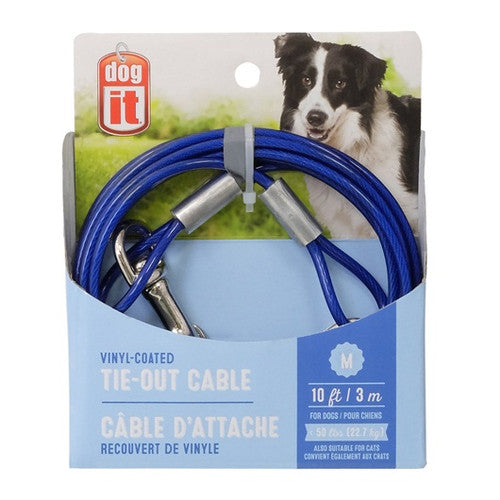 Dogit Tie Out Cable Medium 10’ Blue - Dog