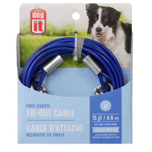 Dogit Tie Out Cable Medium 15’ Blue - Dog