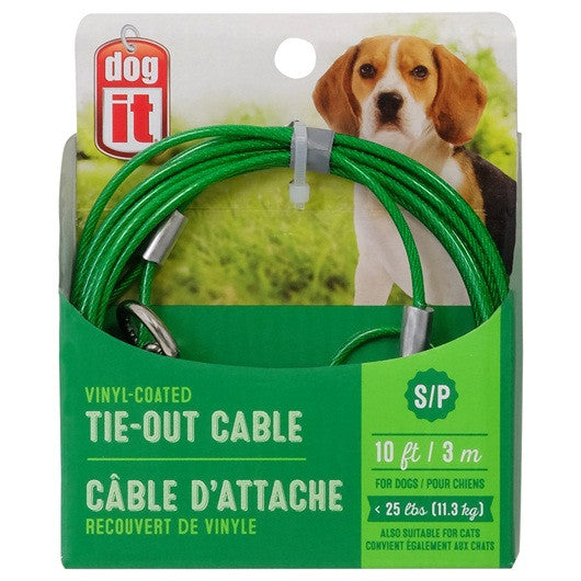 Dogit Tie Out Cable, Small, 10', Green 022517717905