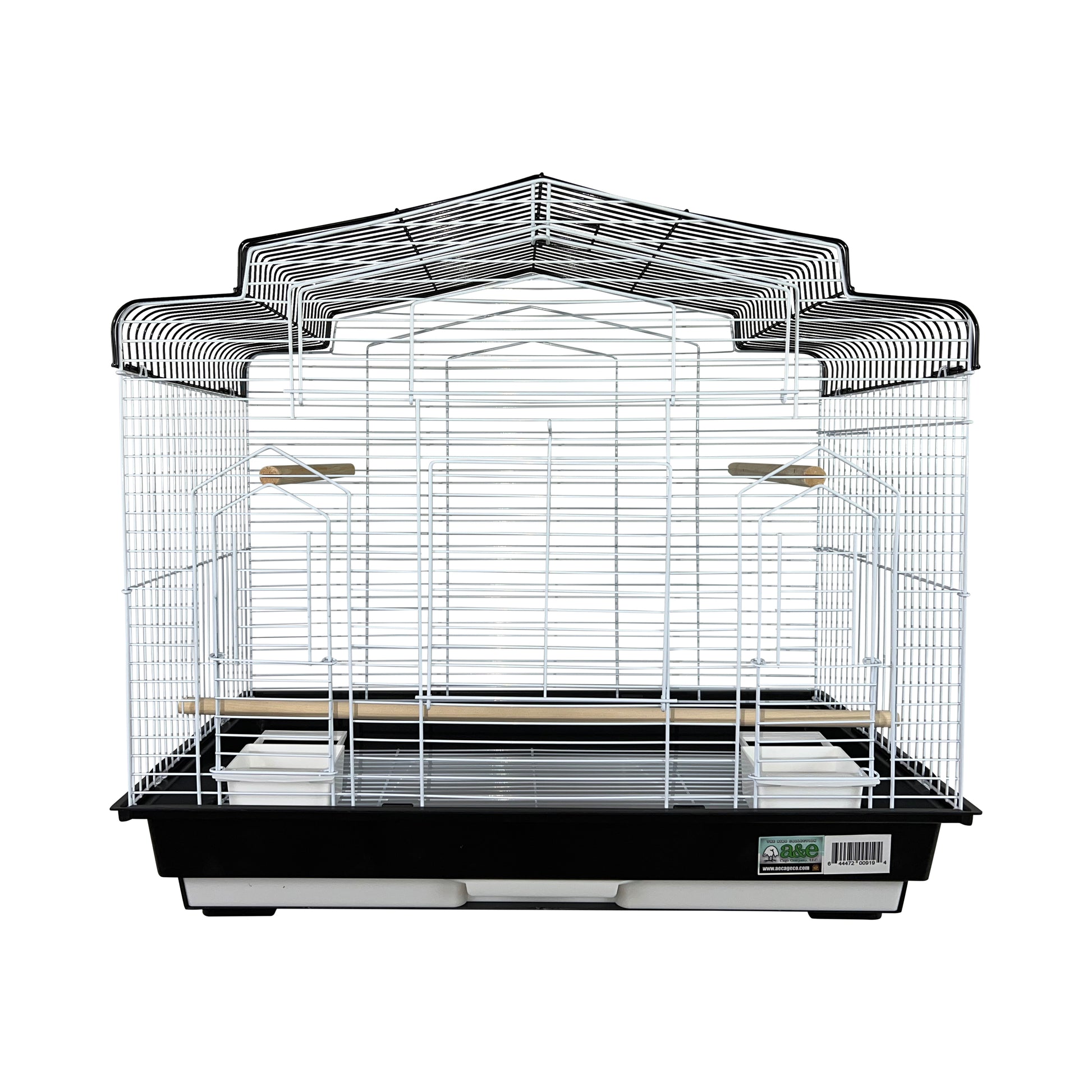 A & E Cages Happy Beaks 2-Tone House Top Bird Cage Black & White 2ea/26In X 14In X 25 in, 2 pk 644472009194