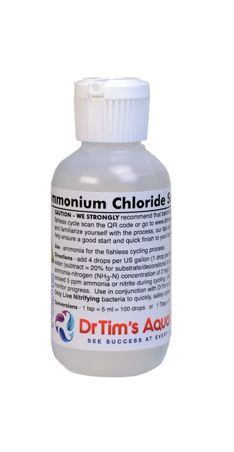 Dr. Tim’s Aquatics Ammonium Chloride Solution for Fishless Cycling Fish Treatment 2 fl. oz - Aquarium