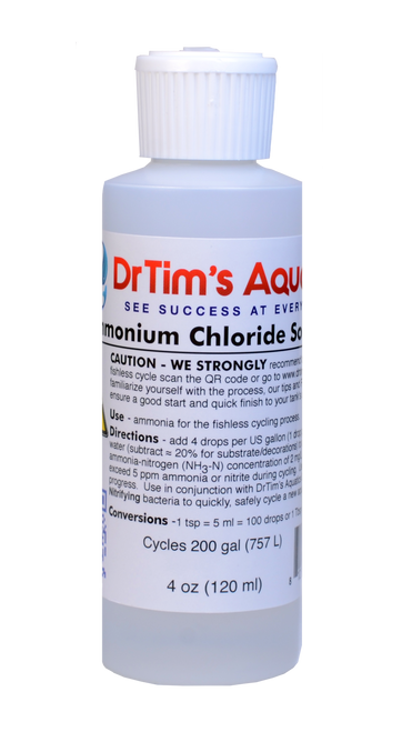 Dr. Tim’s Aquatics Ammonium Chloride Solution for Fishless Cycling Fish Treatment 4 fl. oz - Aquarium