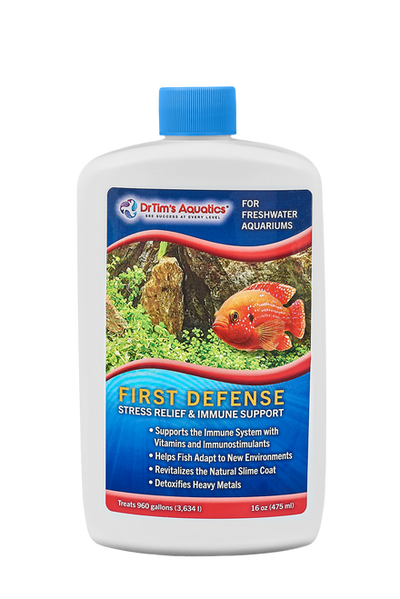 Dr. Tim’s Aquatics First Defense Fish Stress Relief & Immune Support for Freshwater Aquarium 16 fl. oz