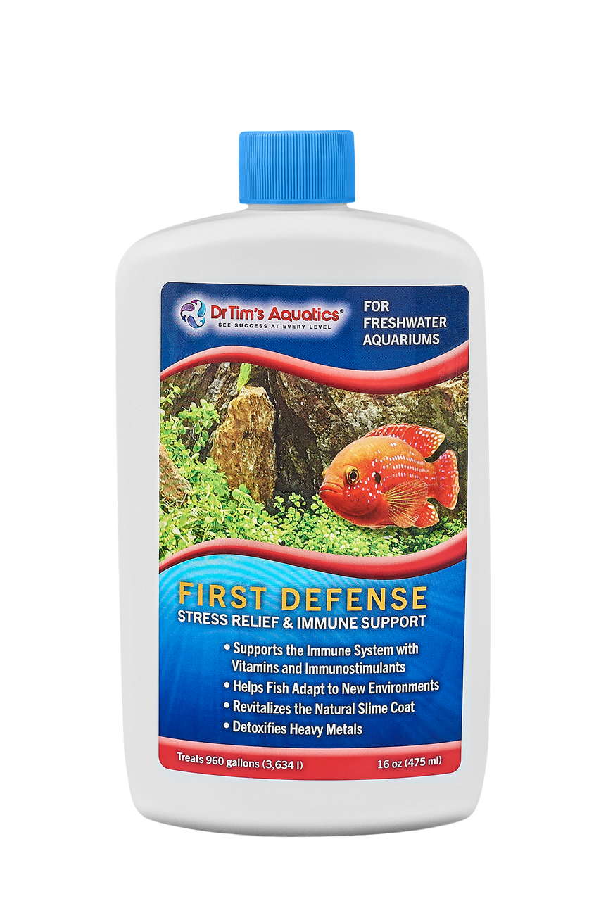 Dr. Tim's Aquatics First Defense Fish Stress Relief & Immune Support for Freshwater Aquarium 16 fl. oz