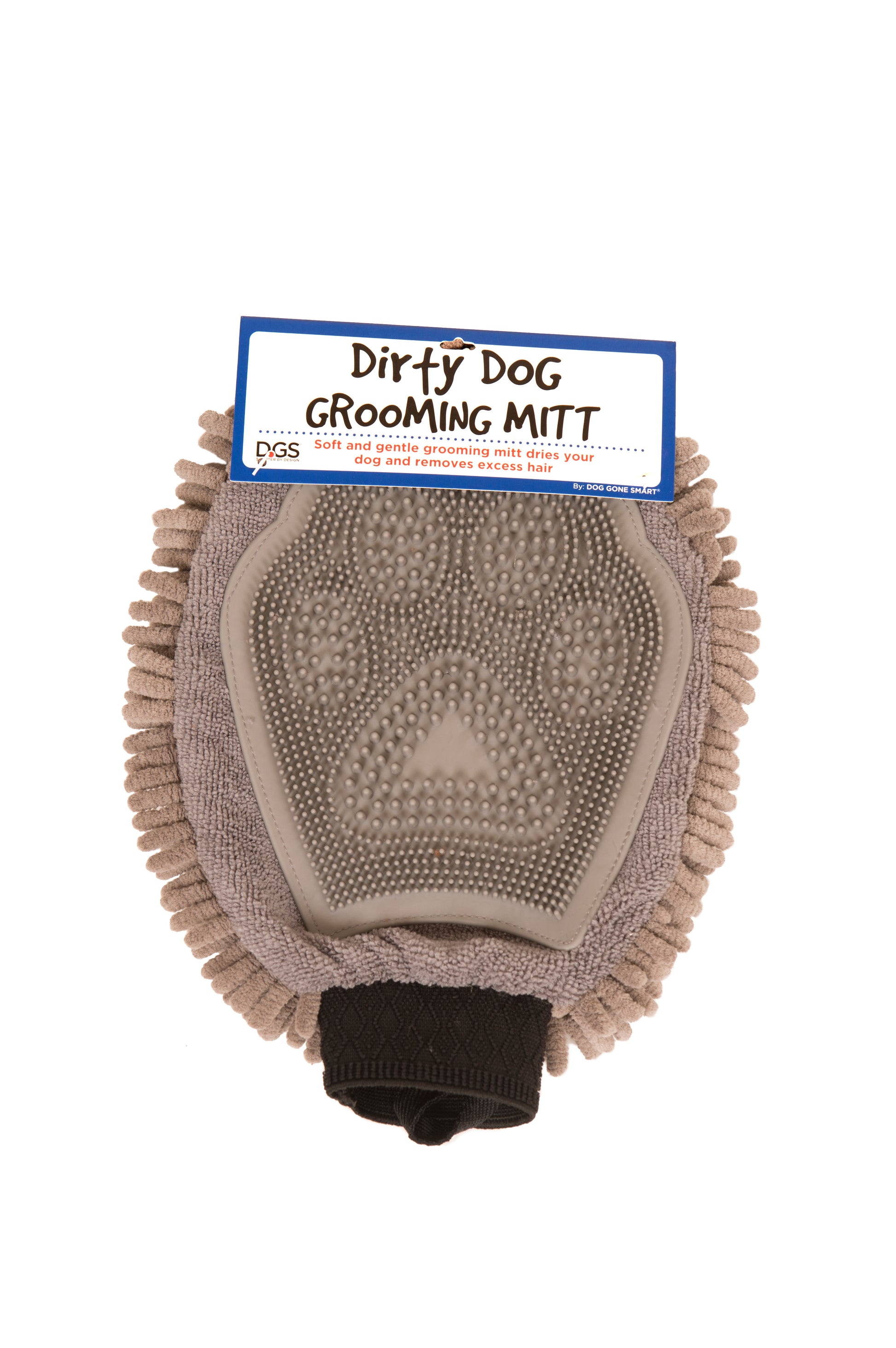 Dogs Gone Smart Dirty Dog Grooming Mitt Grey Fits All 849670021072