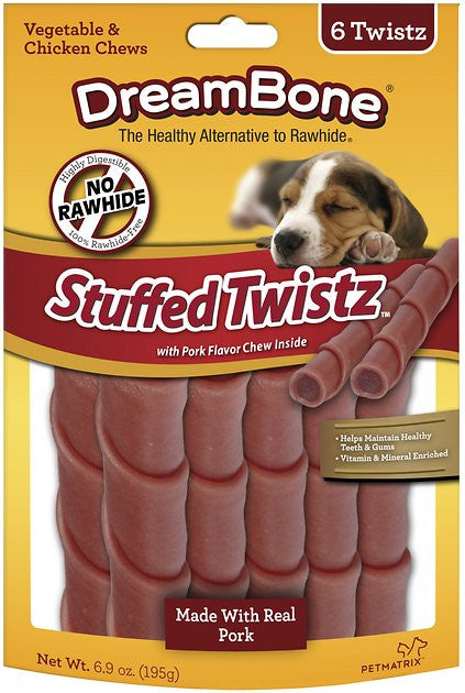 Dreambone Stuffed Pork Twist 6ct {L + 1}923090 - Dog