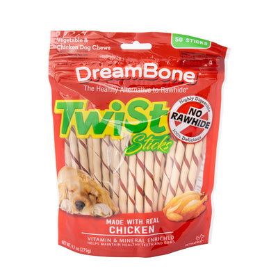 DreamBone Twist Sticks Rawhide Alternative Dog Chews Vegetable & Chicken 50pk