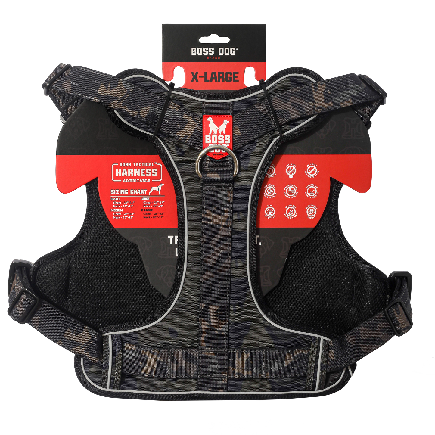 Boss Dog Tactical Dog Harness Black Camo X-Large 860012005451