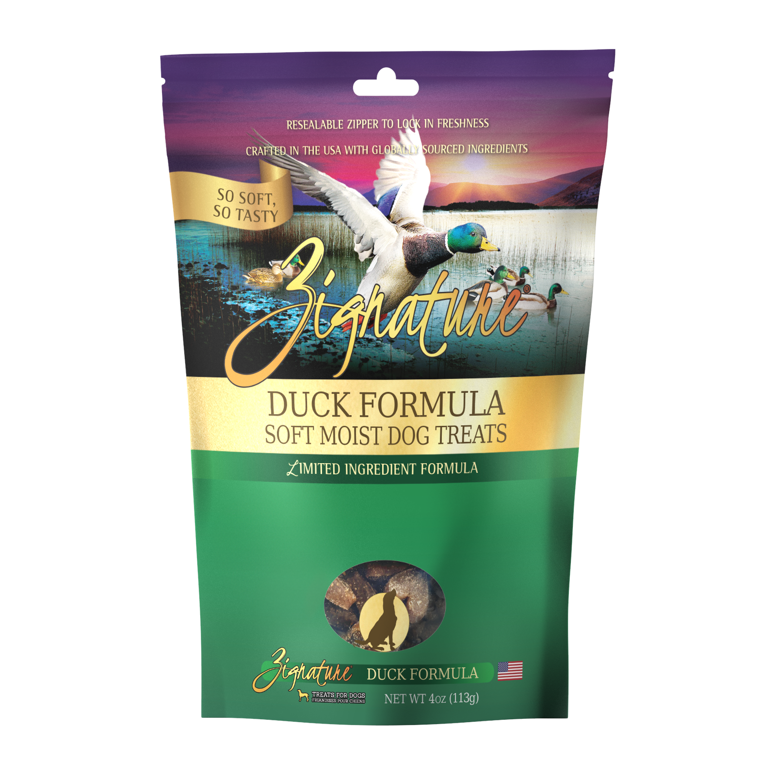 Zignature Duck Soft Moist Treats For Dog 4 oz