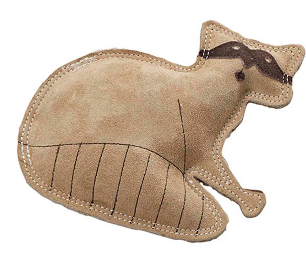 Dura-Fused Leather Dog Toy Raccoon Tan SM