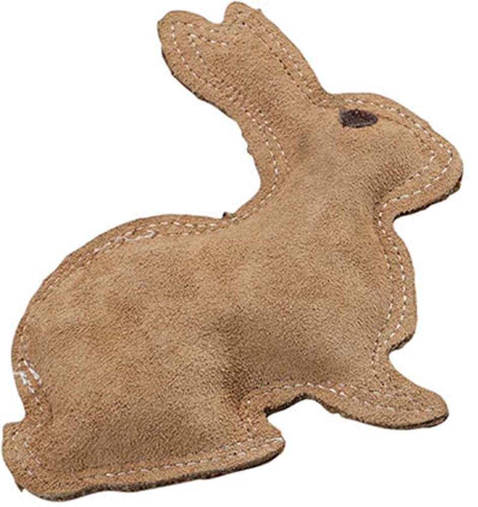 Dura-Fused Leather & Jute Dog Toy Rabbit Brown SM