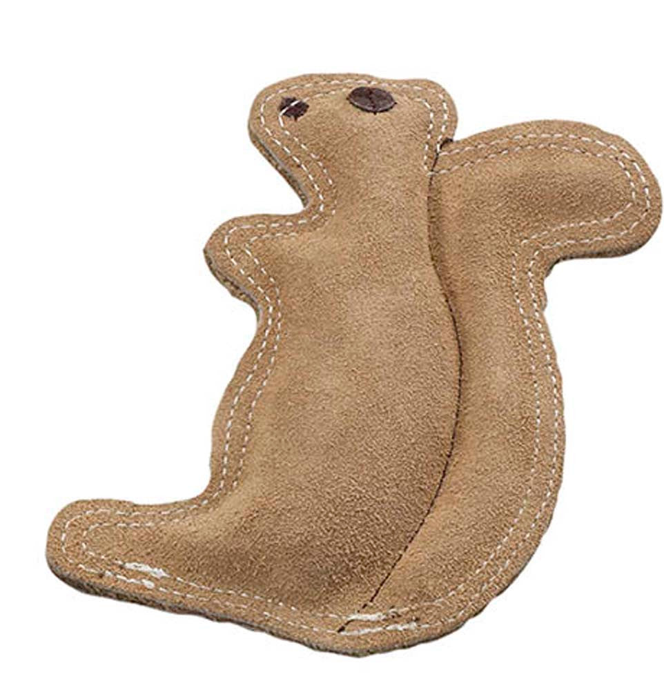 Dura-Fused Leather & Jute Dog Toy Squirrel Tan SM