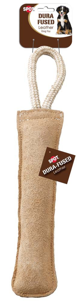 Dura-Fused Leather Retriever Dog Toy Brown, White 15 in