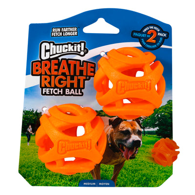Chuckit! Breathe Right Dog Toy Fetch Ball Orange 2 pk, Medium 029695321412