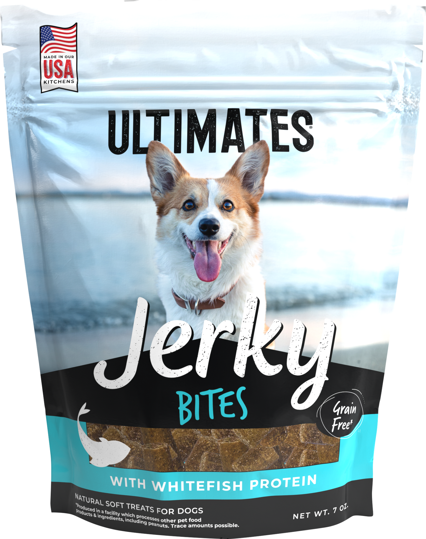 Ultimates Jerky Bites Dog Treats Whitefish 7 oz 034846596311