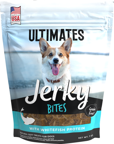 Ultimates Jerky Bites Dog Treats Whitefish 7 oz 034846596311