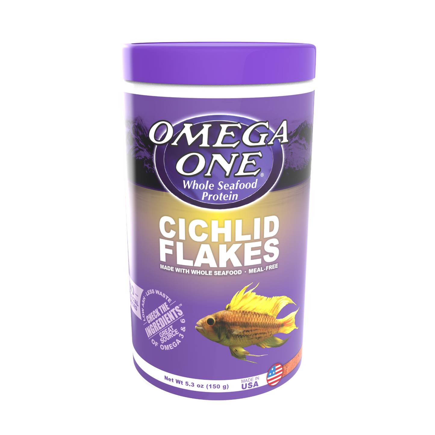 Omega One Cichlid Flakes Fish Food 5.3 oz 698220015319