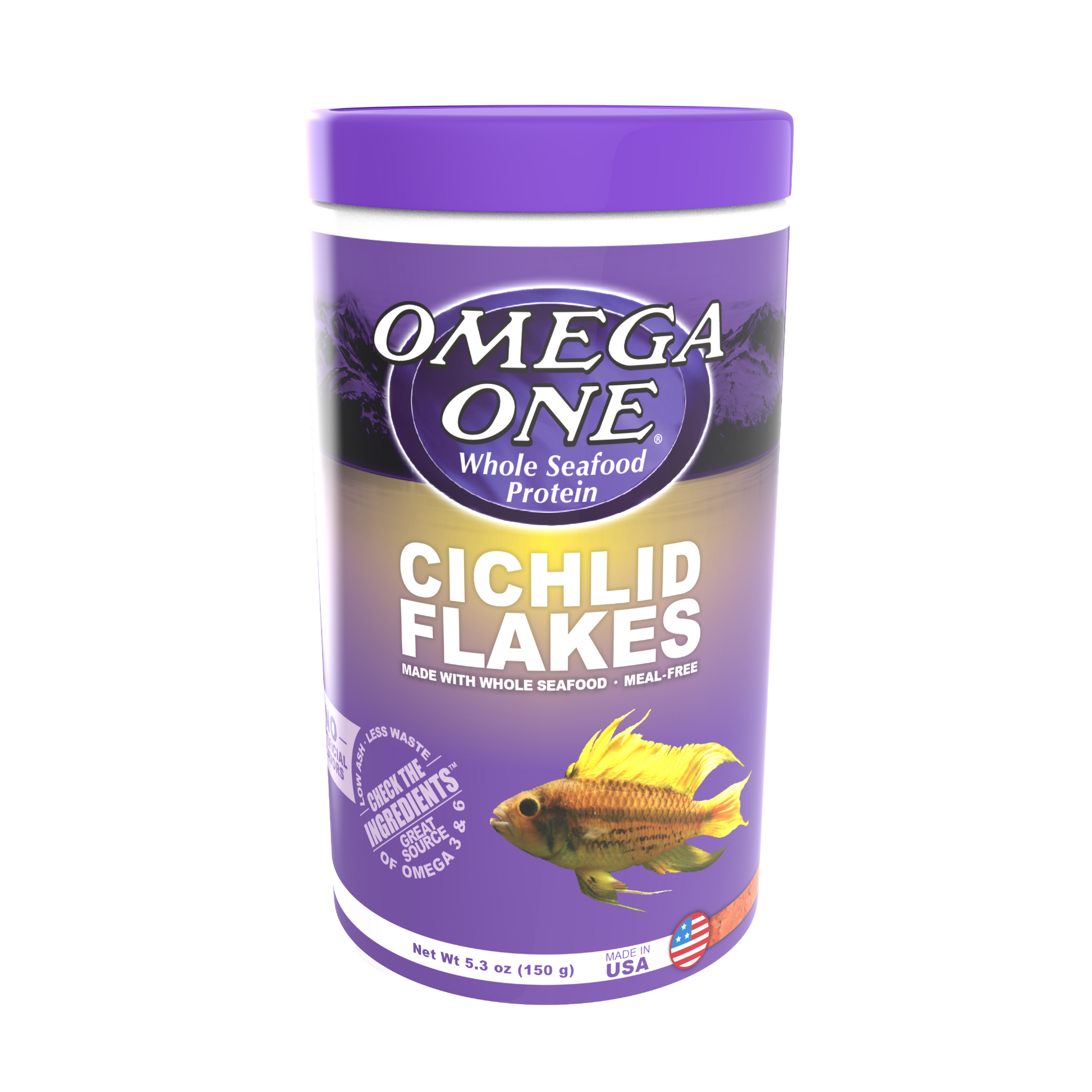 Omega One Cichlid Flakes Fish Food 5.3 oz 698220015319