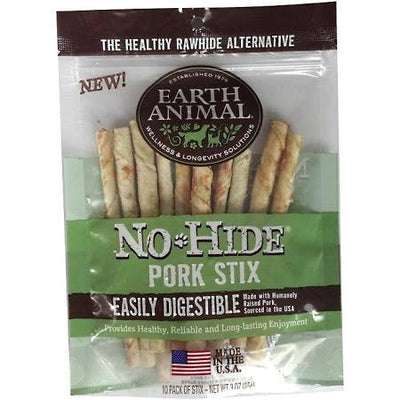 Earth Animal Dog No Hide Pork Stix 10 Pack {L - x} (DD)