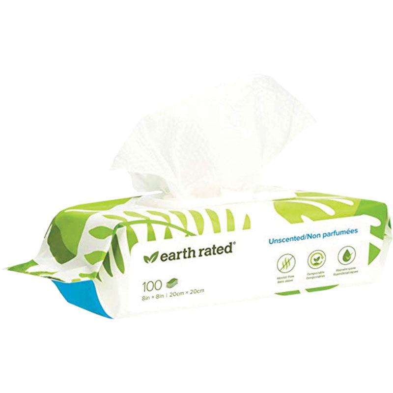 Earth Rated Dog Grooming Wipes Unscented 100 Count 870856000574