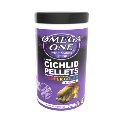 Omega One Super Color Cichlid Sinking Pellet Fish Food Large Pellets 20 oz 698220855311