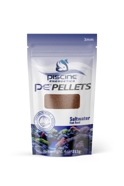 Piscine Energetics PE Pellets Saltwater Fish Food 3mm 4 oz 824123301413