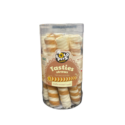 A & E Cages LoLo Pets Classic Tasties Straws Dog Treat Waffle 10 ct 644472006100