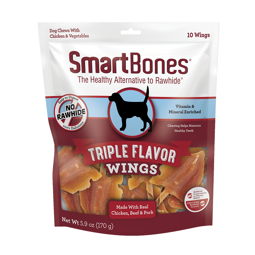 SmartBones Triple Flavor Ribs Dog Chews Wings Chicken, Pork & Beef 10 pk 892383007772