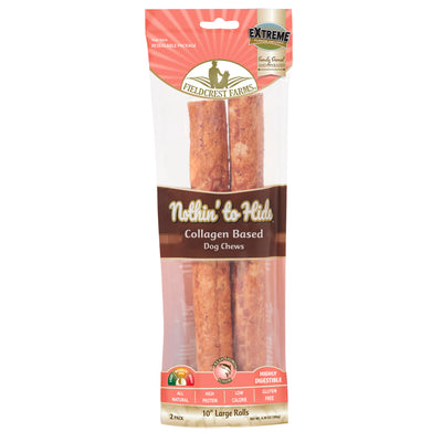 Fieldcrest Farms Nothin' to Hide Collagen Roll Dog Chew Salmon 10 in, 2 pk 810002633430