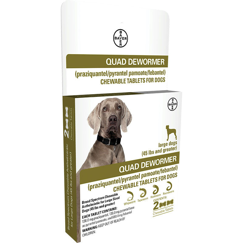 Elanco Dog Quad Dewormer Large 45+lb 2 Count 724089113429