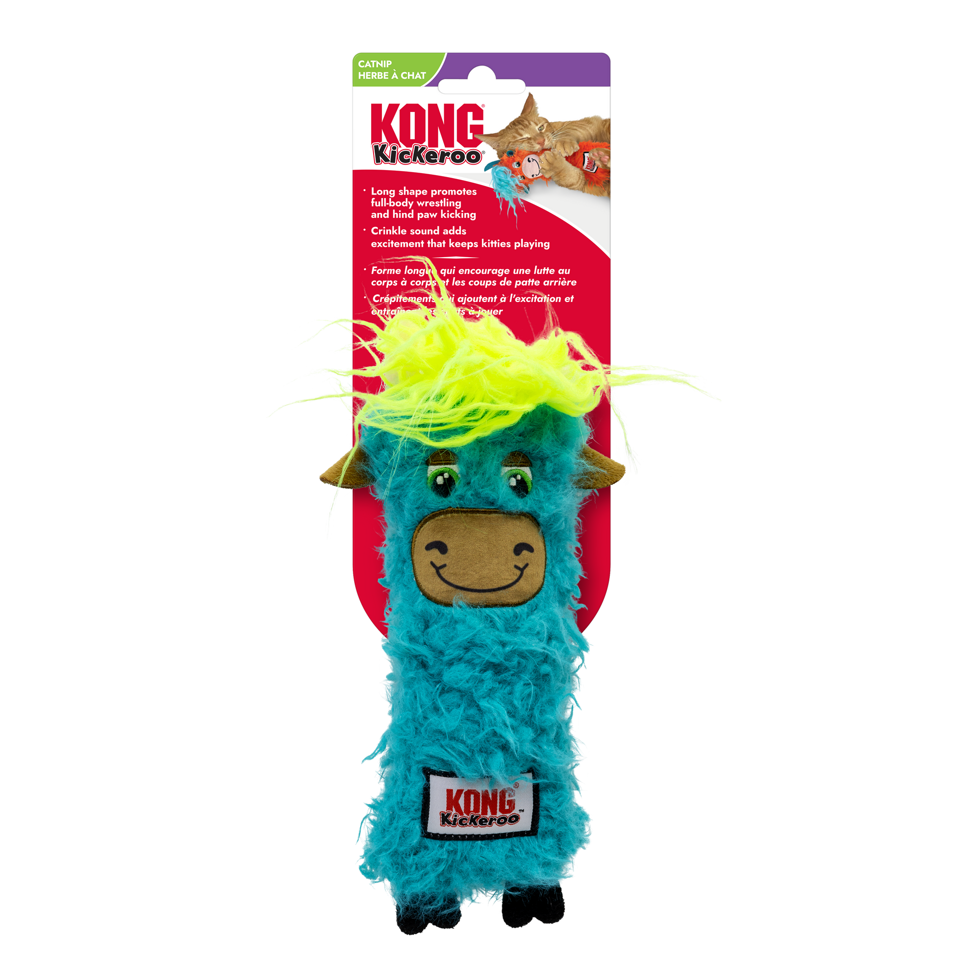 KONG KONG Kickeroo Highland Cow Cat Toy Assorted Color 035585534039